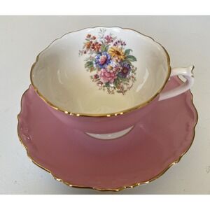 Vintage Coalport Bone China Tea Cup & Saucer Set Trimmed In Gold
